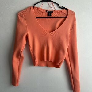 Sincerely Jules Ribbed V-Neck Coral Top
